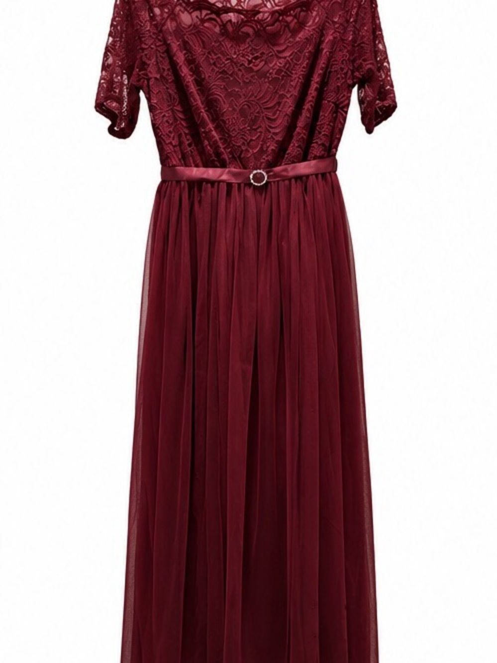 Women’s Lace & Tulle Burgundy Formal Dress
